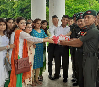 Raj Bhavan childrens tie rakhi to soldiers at army headquarters