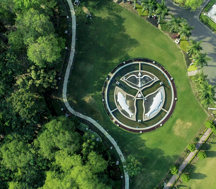  U.P. Emblem Fountain Aerial View