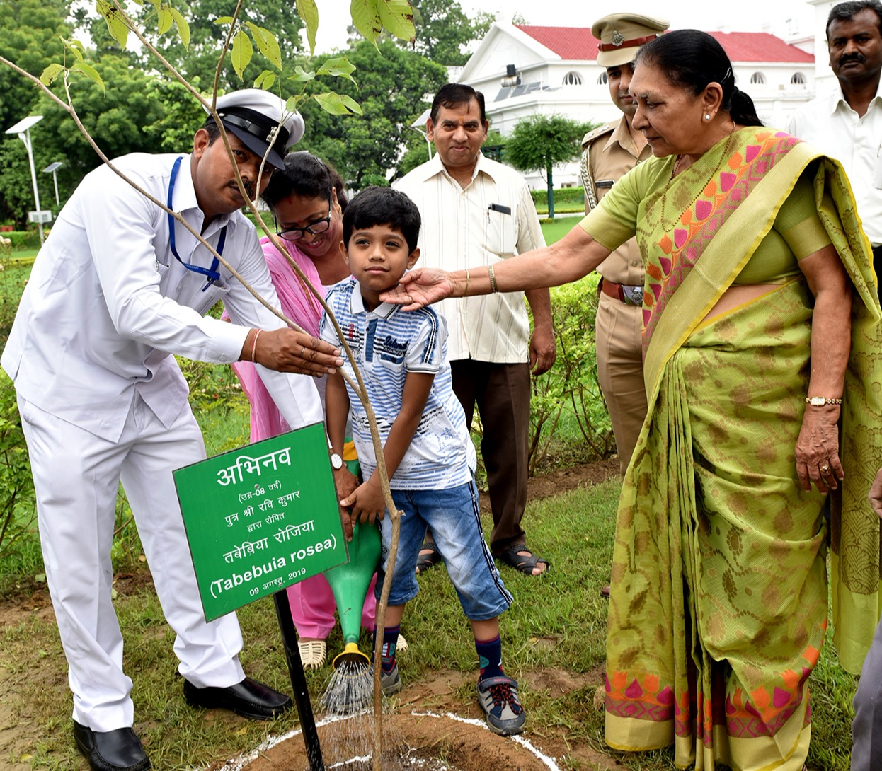 Children of officers and employees of Raj Bhavan planted saplings along with the Governor